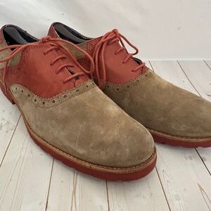 Rockport Saddle Oxford Mens 10 Dress Shoes Lace Up Brown Suede Leather